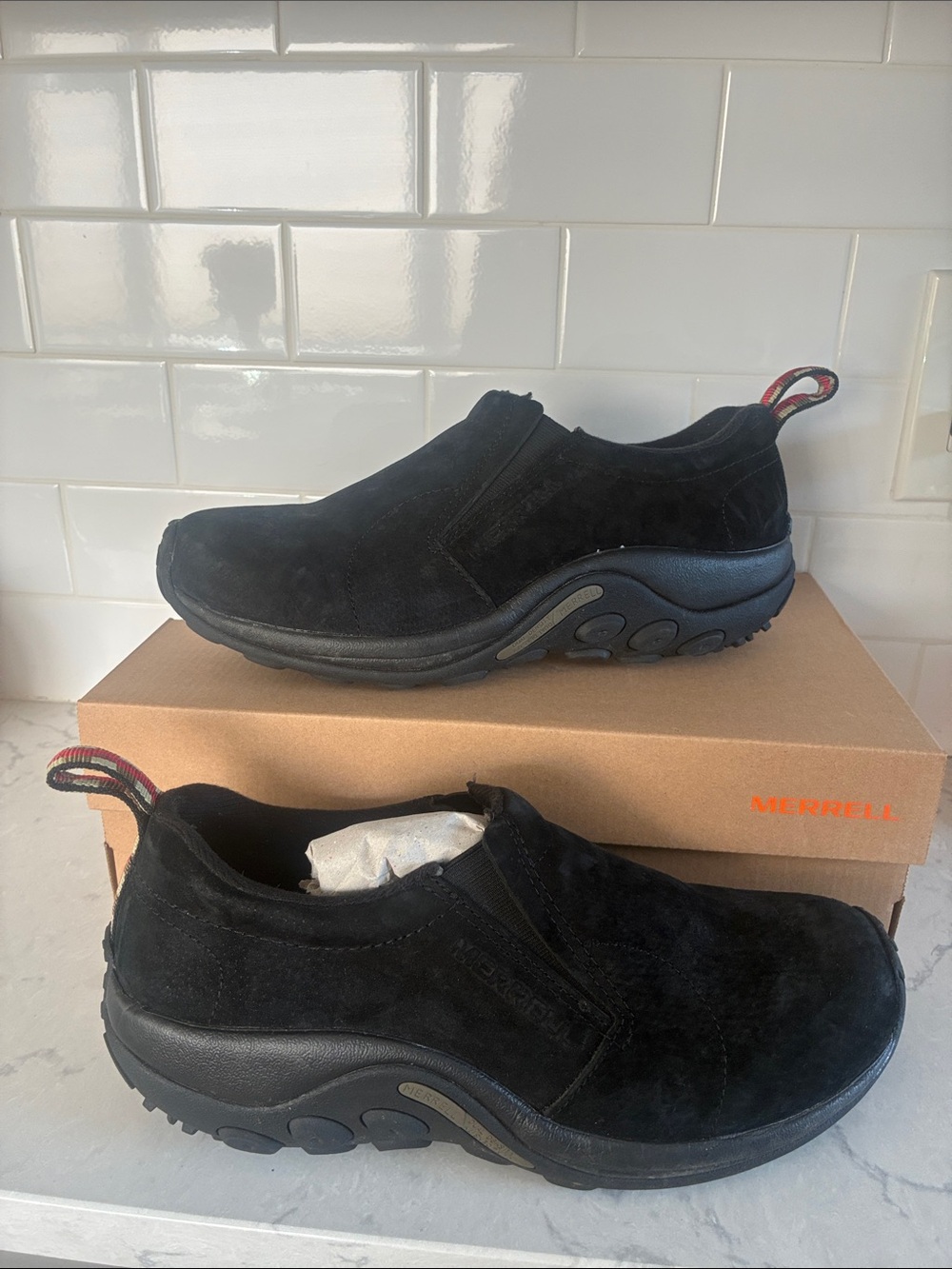 Merrell Men's Black Slip-On Suede Jungle Moccasin